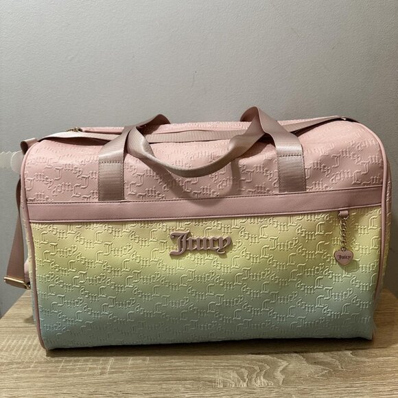 Juicy Couture rainbow ombre heart charm duffle bag NWT - Picture 1 of 8